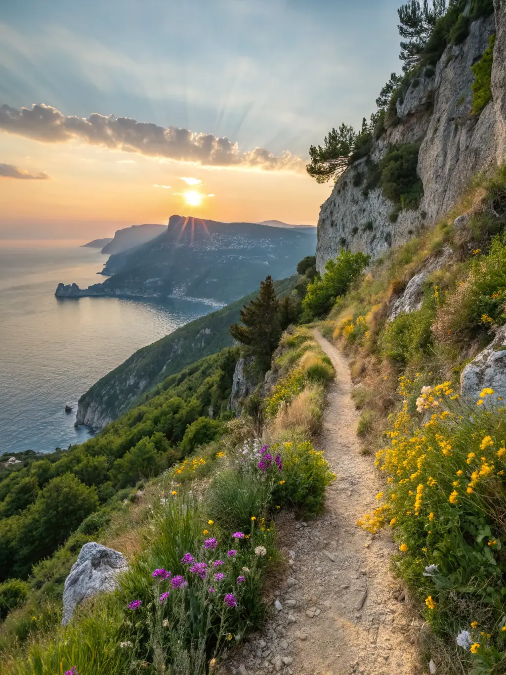 An image of a group of retirees walking along the coast of Marseille, enjoying the sea breeze and the scenery.